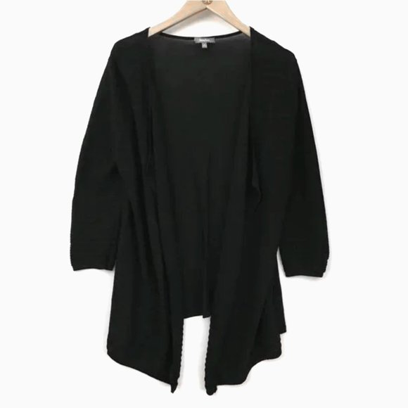 NEIMAN MARCUS RELAXED OPEN FRONT 3/4 SLEEVE PEAKED HEM CARDIGAN - Picture 2 of 9